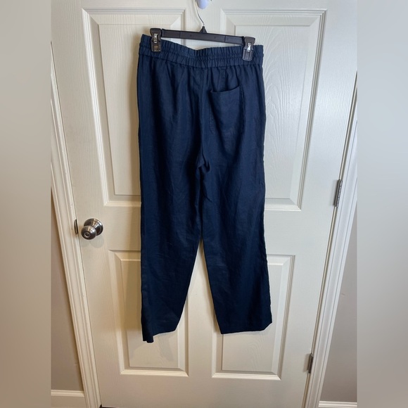 Talbots all linen wide leg Navy Pants - Picture 3 of 11